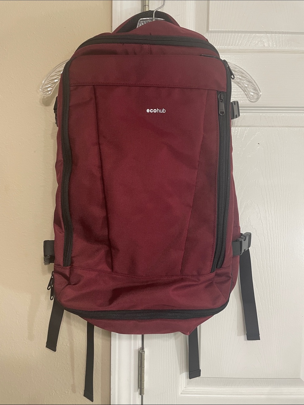 ECOHUB Burgundy Carry On Travel Backpack Luggage